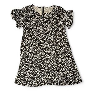 Talbots Black and White A-line Midi Dress with Flutter Sleeves